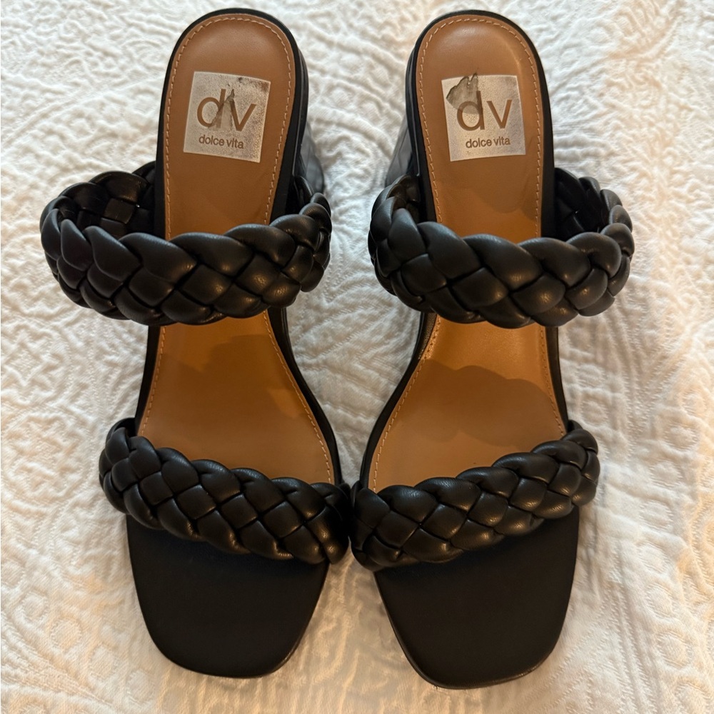 Dolce Vita Black Braided Leather Sandals